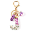 Alloy Resin Heart Keychains KEYC-TADJ0002-01G-J-1