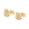 Fish Brass Micro Pave Clear Cubic Zirconia Stud Earrings EJEW-Z144-23G-4