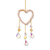 Heart Natural Rose Quartz Chips Hanging Ornaments HJEW-G024-01A-2