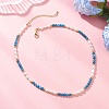 Faceted Round Natural Apatite and Rice Natural Pearl Beaded Necklaces for Women NJEW-JN05816-02-1