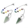 Natural Green Aventurine Hexagonal Pointed Dowsing Pendulums G-P552-05P-07-1