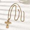 Religion 201 Stainless Steel Hollow Virgin Cross Pendant Necklaces for Men Women NJEW-Z118-01G-1