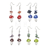 4 Pairs 4 Style Allloy Mushroom Dangle Earrings EJEW-TA00309-1