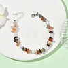 Natural Rutilated Quartz Chip & Shell Pearl Beaded Bracelets BJEW-JB14323-1