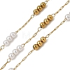 Handmade 304 Stainless Steel ABS Plastic Pearl Beaded Round Link Chains CHS-L032-01G-04-1