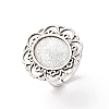 Vintage Adjustable Iron Flower Finger Ring Components Alloy Cabochon Bezel Settings PALLOY-O036-19AS-1