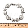 Summer Beach Brass Micro Pave Clear Cubic Zirconia Starfish & Shell Shape Link Chain Bracelets BJEW-C118-02A-P-6