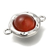 Natural Carnelian(Dyed & Heated) Flat Round Links Connector Charms KK-K388-04P-2