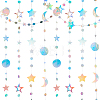   4Pcs 4 Style Iridescent Paper Glitter Circle Star Garland AJEW-PH0004-59-1