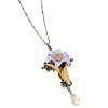 Alloy Enamel Cross Flower Pendant Necklaces for Women WGCE41D-02-3