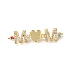 Mother's Day Brass Micro Pave Cubic Zirconia Mom Heart Connector Charms LS-KK-Z155-03G-02-1