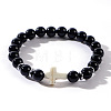 Natural Obsidian Beaded Stretch Bracelets QL8624-7-1