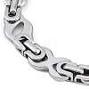 201 Stainless Steel Hollow Oval Byzantine Chain Bracelets BJEW-B078-145P-2