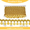 Polyester Braided Metallic Lace Trim with Metal Flat Round Tassel OCOR-WH0082-537B-2