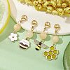 Bee & Honeycomb & Flower & Honey Jar Alloy Enamel Pendant Decorations HJEW-JM01601-2