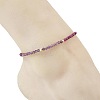 Natural Pearl Rice & Faceted Round Natural Amethyst & Ruby & Rhodonite Beaded Anklets AJEW-AN00837-2