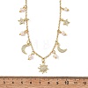 Brass Micro Pave Clear Cubic Zirconia Moon Star Sun Pendant Cable Chain Necklaces with Natural Pearl Beads for Women NJEW-JN06233-4
