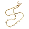 304 Stainless Steel Flat Snake Chain Necklaces with Square Cubic Zirconia NJEW-P355-02G-01-4