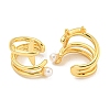 Brass with ABS Imitation Pearl Cuff Earrings for Women EJEW-C104-121G-2