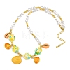 Ocean Brass Enamel Starfish Shell Shape Pendant Round ABS Imitation Pearl Beaded Necklaces KK-CBA4547-04A-G-4