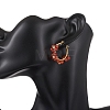 3 Pairs Flower Brass Natural Gemstone Hoop Earrings EJEW-TA00781-5