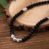 6MM Round Natural Howlite and Frosted Black Stone Beaded Necklaces for Men FQ0489-3-2