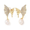 Natural Pearl Stud Earrings EJEW-L286-04G-1