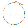 Bohemian Rainbow Color Round Glass Seed Beaded Necklaces for Women MU6538-1-1