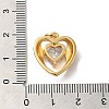 Heart with Wing Rack Plating Brass Clear Cubic Zirconia Pendants KK-K377-20G-3