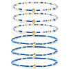 6Pcs Handmade Glass Seed Bead & Brass Beads Stretch Bracelets XZ6120-4-1