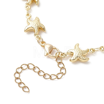 Ocean 304 Stainless Steel Starfish Link Chain Necklaces for Women NJEW-JN05921-1