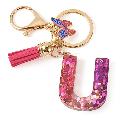 Alloy Resin Butterfly Keychains KEYC-TADJ0002-02G-U-1