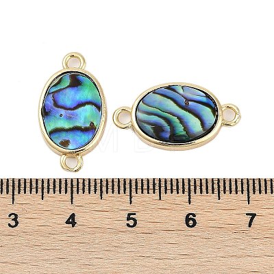 Brass Pave Natural Paua Shell Connector Charms KK-M299-01E-G-1