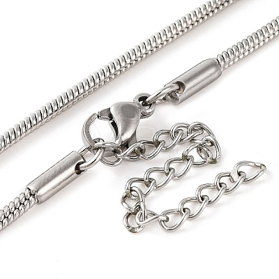 201 Stainless Steel Round Snake Chain Necklaces for Women NJEW-G140-06D-P-1-1