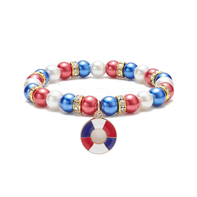 Colorful Glass Pearl Beaded Stretch Bracelet BJEW-JB09210-1