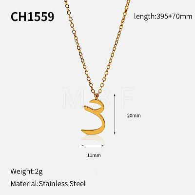 304 Stainless Steel Arabic Initial Letter Pendant Necklaces FS-WG7B6CA-09-1