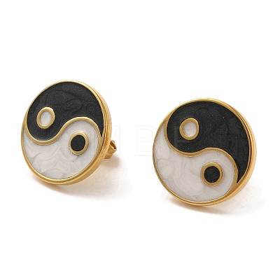 Ion Plating(IP) 304 Stainless Steel Yin Yang Stud Earrings EJEW-C114-09G-1