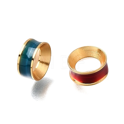 Brass Enamel European Beads KK-G605-08G-1