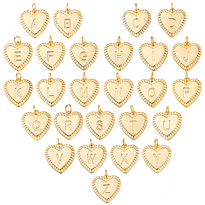 1Bag Brass Initial Pendants KK-BBC0026-11-1
