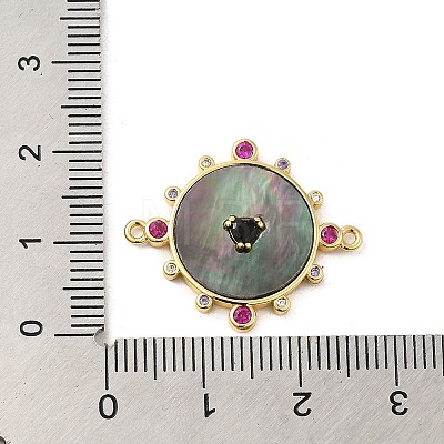Brass Pave Colorful Cubic Zirconia Connector Charms ZIRC-P110-05G-1