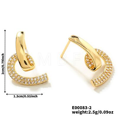 Fashionable Exquisite Brass Micro Pave Clear Cubic Zirconia Stud Earrings LF6788-2-1