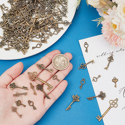 200Pcs 10 Styles Tibetan Style Alloy Pendants FIND-AR0004-31-1