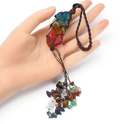 Natural 7 Chakra Stones Chips Tassel Curtain Tiebacks MAKN-YWC0001-04-1