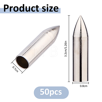 50Pcs Stainless Steel Cord End STAS-FH0005-61-1