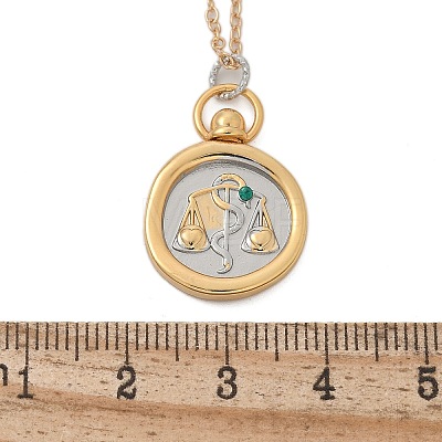 Brass Twelve Constellations Tarot Pendant Necklaces NJEW-Q006-01I-G-1