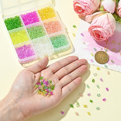 90g 9 Colors Baking Paint Glass Seed Beads SEED-YW0002-51A-1