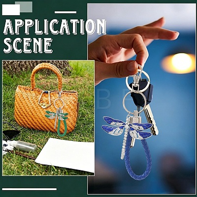 Alloy Enamel & Crystal Rhinestone & PU Leather Strap Keychain KEYC-YW00306-01-1
