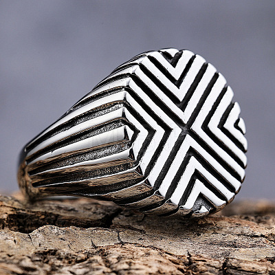 Textured 304 Stainless Steel Finger Rings for Men FS-WGDE9FA-04-1