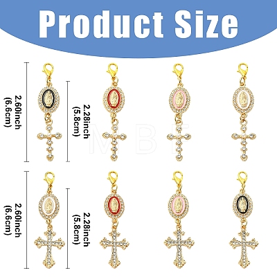 4Pcs Alloy Enamel & Rhinestone Pendant Decorations HJEW-YW00493-01-1