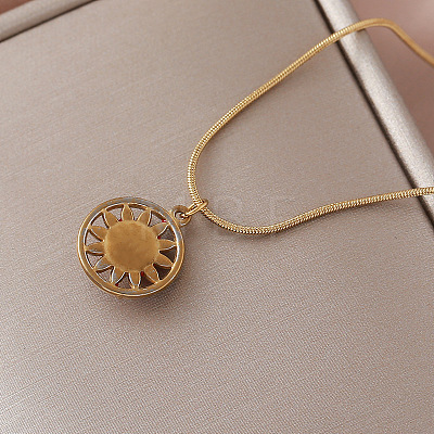 Vintage European Style 304 Stainless Steel Enamel Red Flower Pendant Necklaces for Women WS4572-1